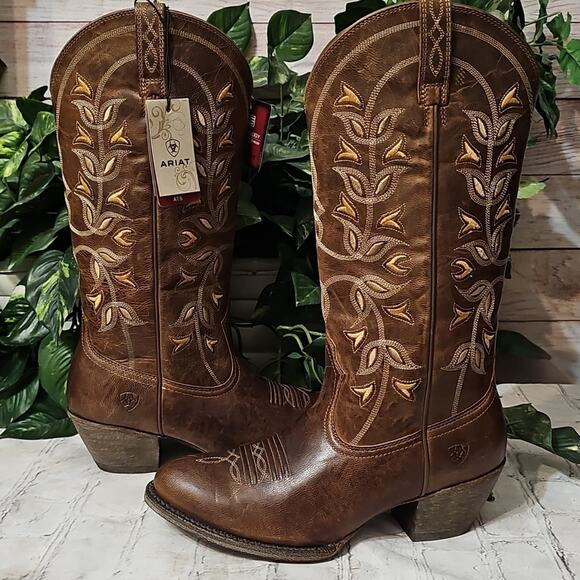 Ariat NWT Desert Holly Western Boots with Leaf Stitching 8.5 - Picture 10 of 15